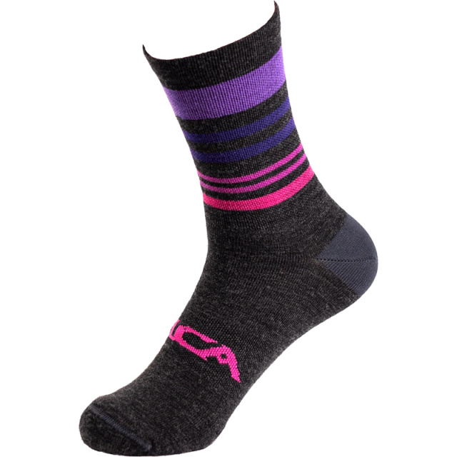 Silca-Winter-Merino-Wool-Sock-(pink-grey-stripes)
